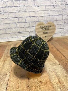 Pugs Gear Hat yellow black grey plaid cap vintage y2k